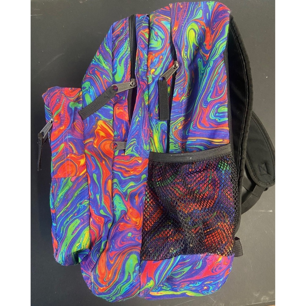 JanSport Tran Rainbow Colors Tie dye Psychedelic Cosmic backpack School Bag - Picture 3 of 5